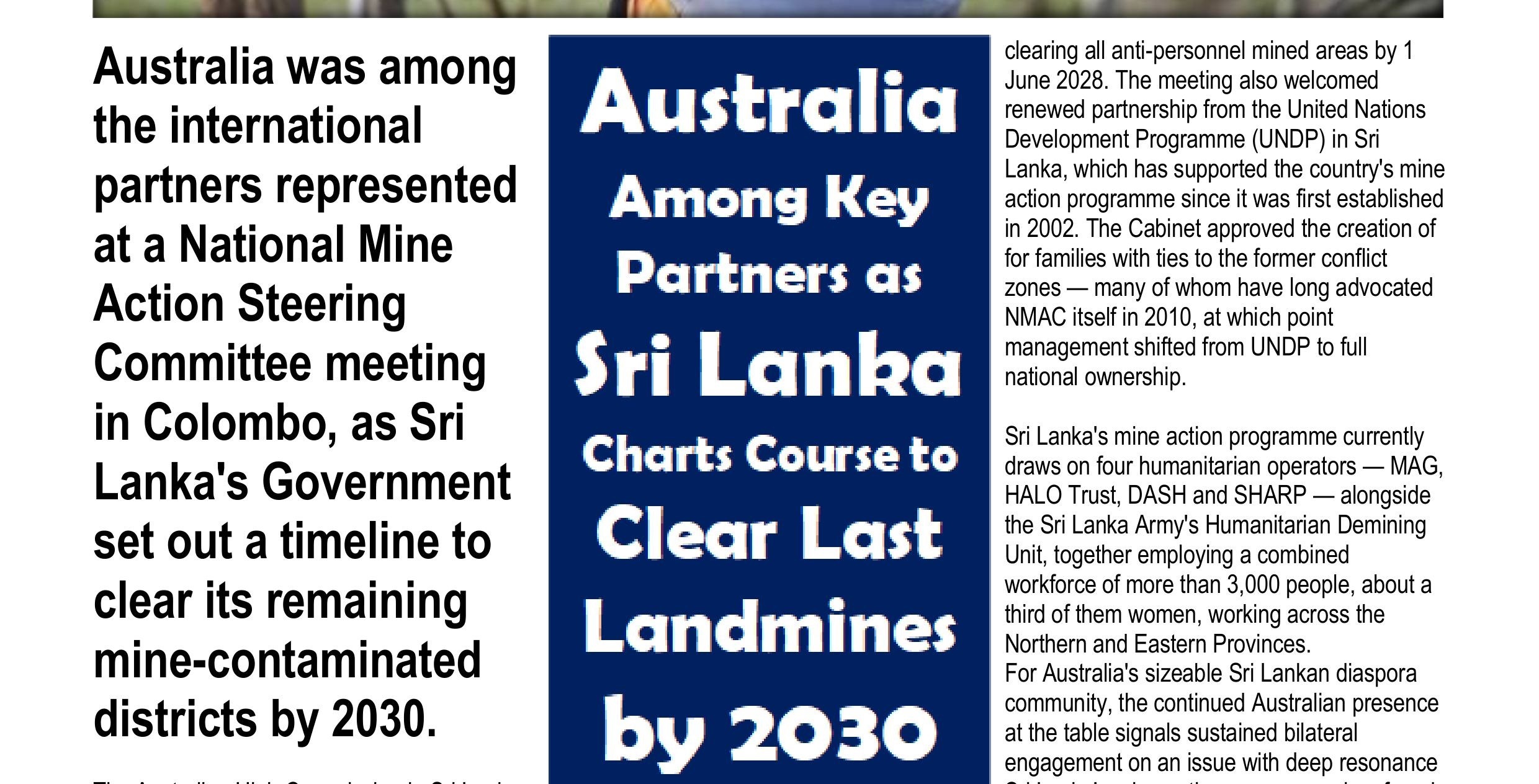Australia Supports Sri Lanka to Clear Landmines
